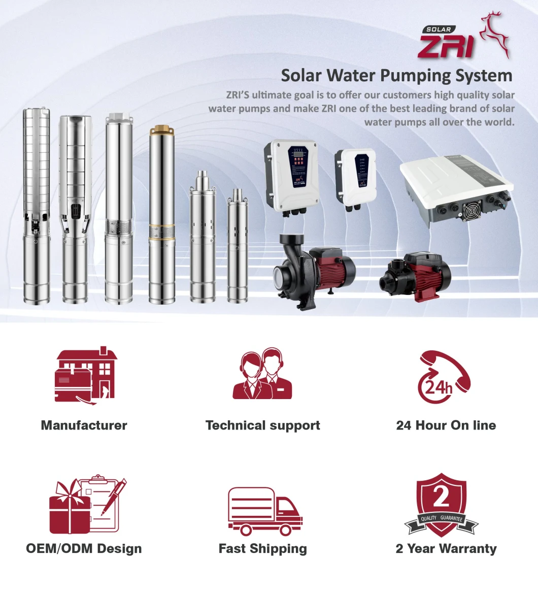 Zri 3 Inch Upgrade Solar Powered Water Pump, Helical Rotor Submersible Solar Water Pump, Screw Solar Pump for Deep Well