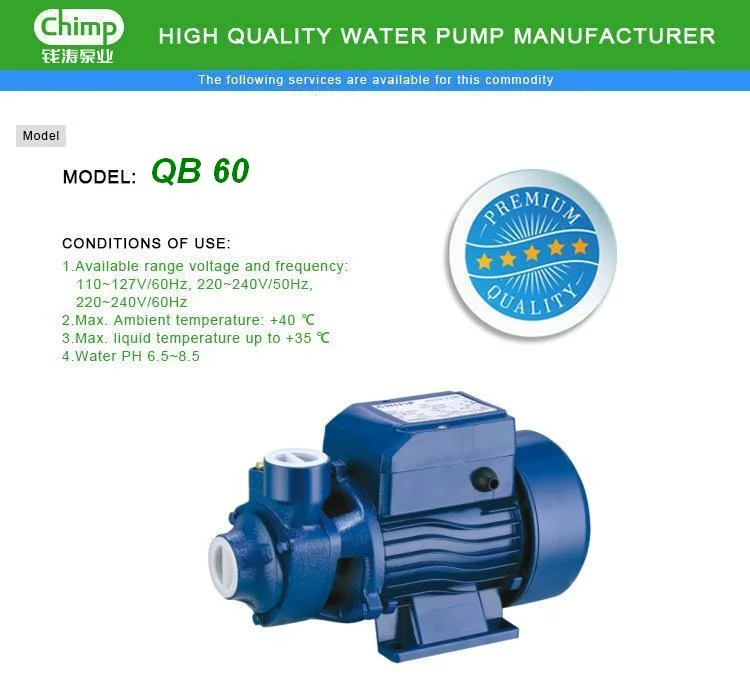 0.5HP Small Size Homeuse Qb60 Vortex Water Pumps